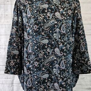 T Tahari Black and Blue Paisley Blouse